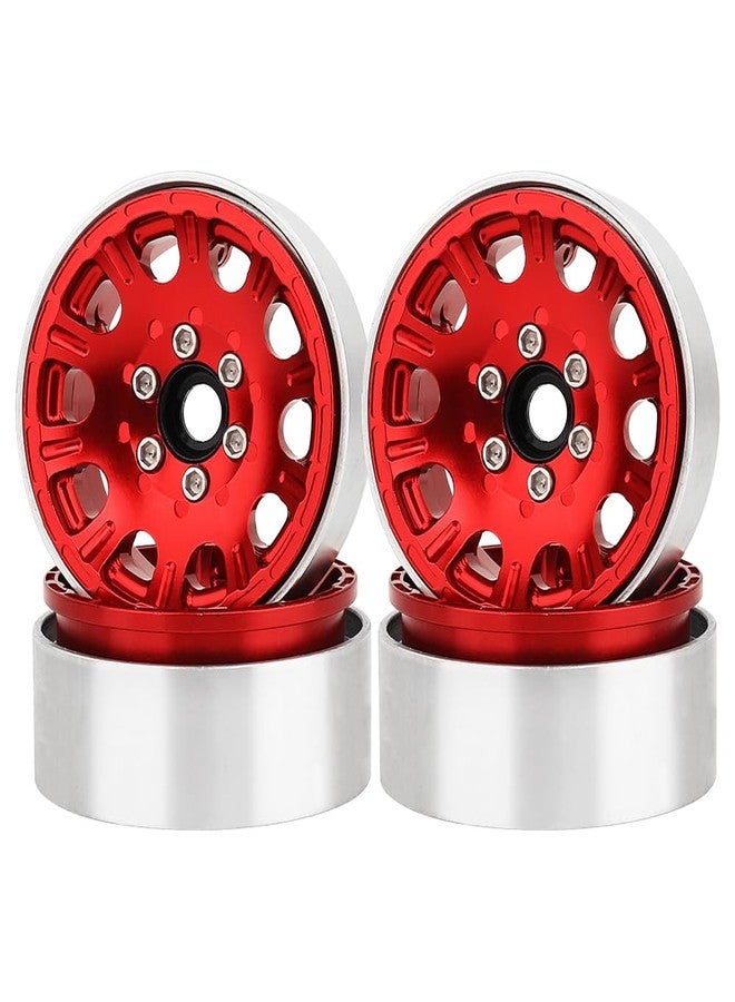 Pothyes 4PCS Aluminum 1.9" Beadlock Wheels Concave Wheel Rims for 1/10 RC Crawler SCX10 I II III Deadbolt 90046 AXI03007 TRX4 TRX6 Redcat GEN7 GEN8 RC4WD D90 Upgrades (red) - Image 1